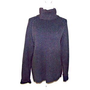 Ralph Lauren Polo Jeans Co Cotton Wool Marled Distressed Sweater Turtleneck Med